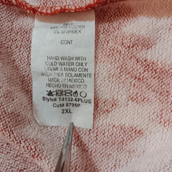 BEESON RIVER Sweater Top Plus 2X Light V-Neck Southwestern Aztec‎ Rust Orange - Picture 5 of 9